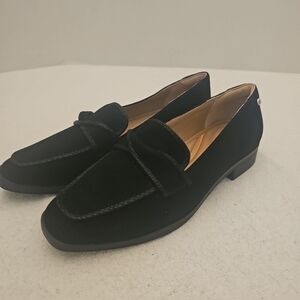 Hush Puppies Black Suede Loafers PW Slade Women Size 8M Bounce Leather Upper New
